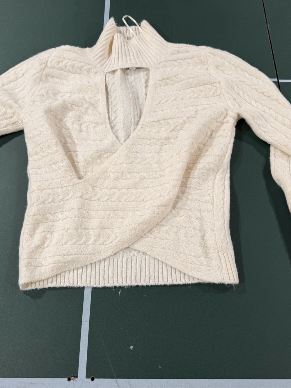 Pink Rose Cream Cable Knit Turtleneck Sweater